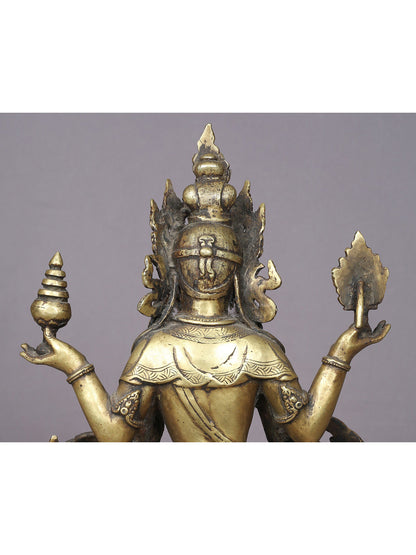 13" Nepalese Form Of Goddess Lakshmi Statue In Brass | Handmade Idol | Goddess Statue