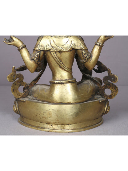 13" Nepalese Form Of Goddess Lakshmi Statue In Brass | Handmade Idol | Goddess Statue