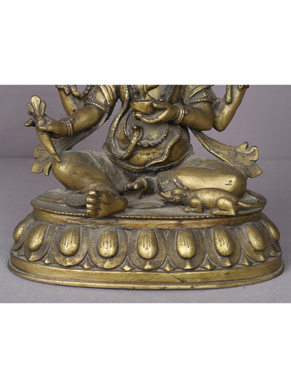 12" Seated Lord Ganesha Idol | Handmade Ganesha Idol | Nepalese Brass Statue