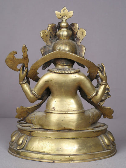 12" Seated Lord Ganesha Idol | Handmade Ganesha Idol | Nepalese Brass Statue