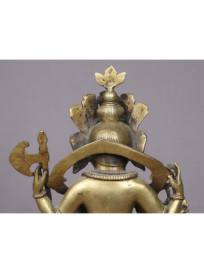 12" Seated Lord Ganesha Idol | Handmade Ganesha Idol | Nepalese Brass Statue