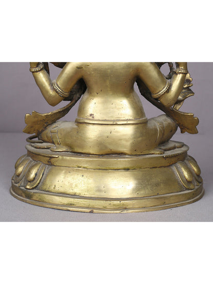 12" Seated Lord Ganesha Idol | Handmade Ganesha Idol | Nepalese Brass Statue