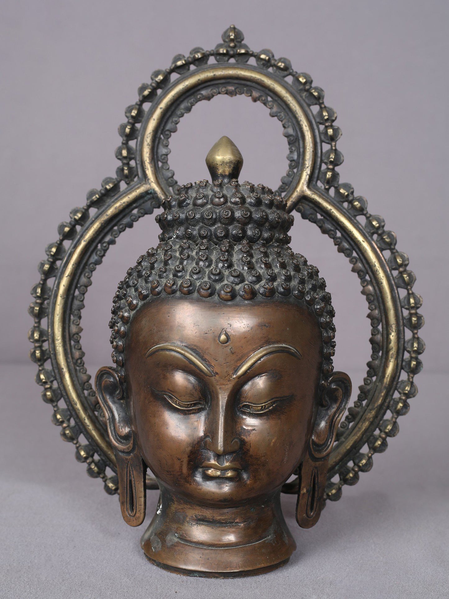 10" Copper Buddha Head Statue From Nepal | Handmade | Buddhist Deity Copper Idols