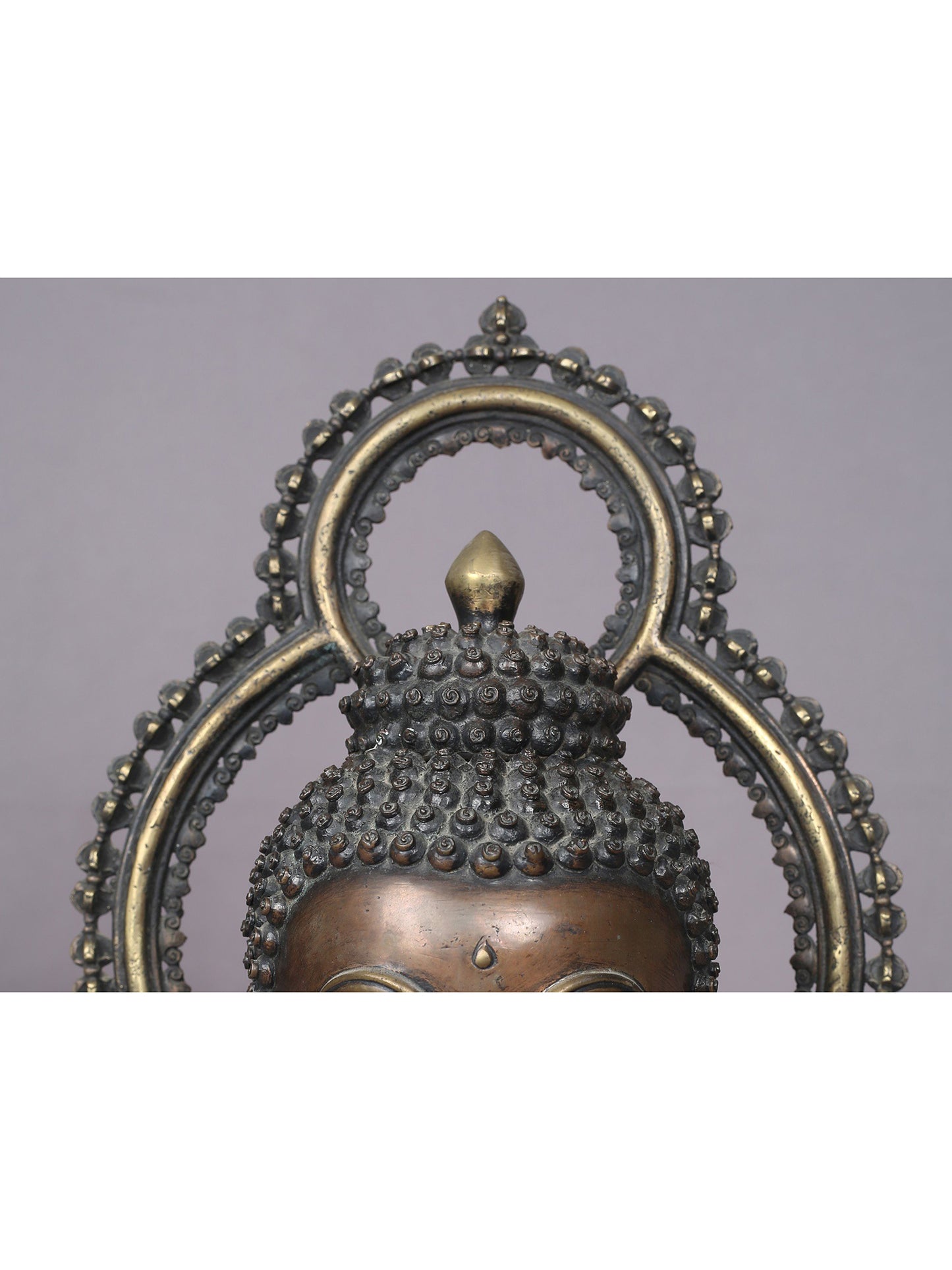 10" Copper Buddha Head Statue From Nepal | Handmade | Buddhist Deity Copper Idols