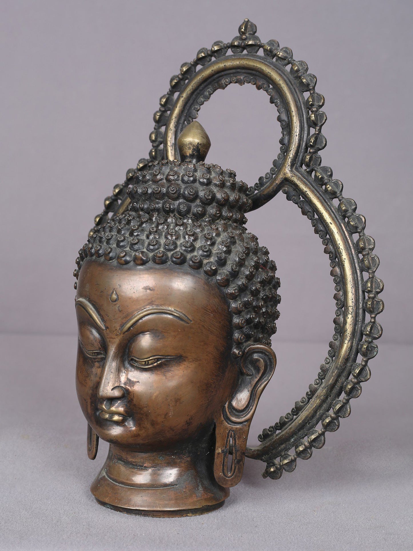 10" Copper Buddha Head Statue From Nepal | Handmade | Buddhist Deity Copper Idols