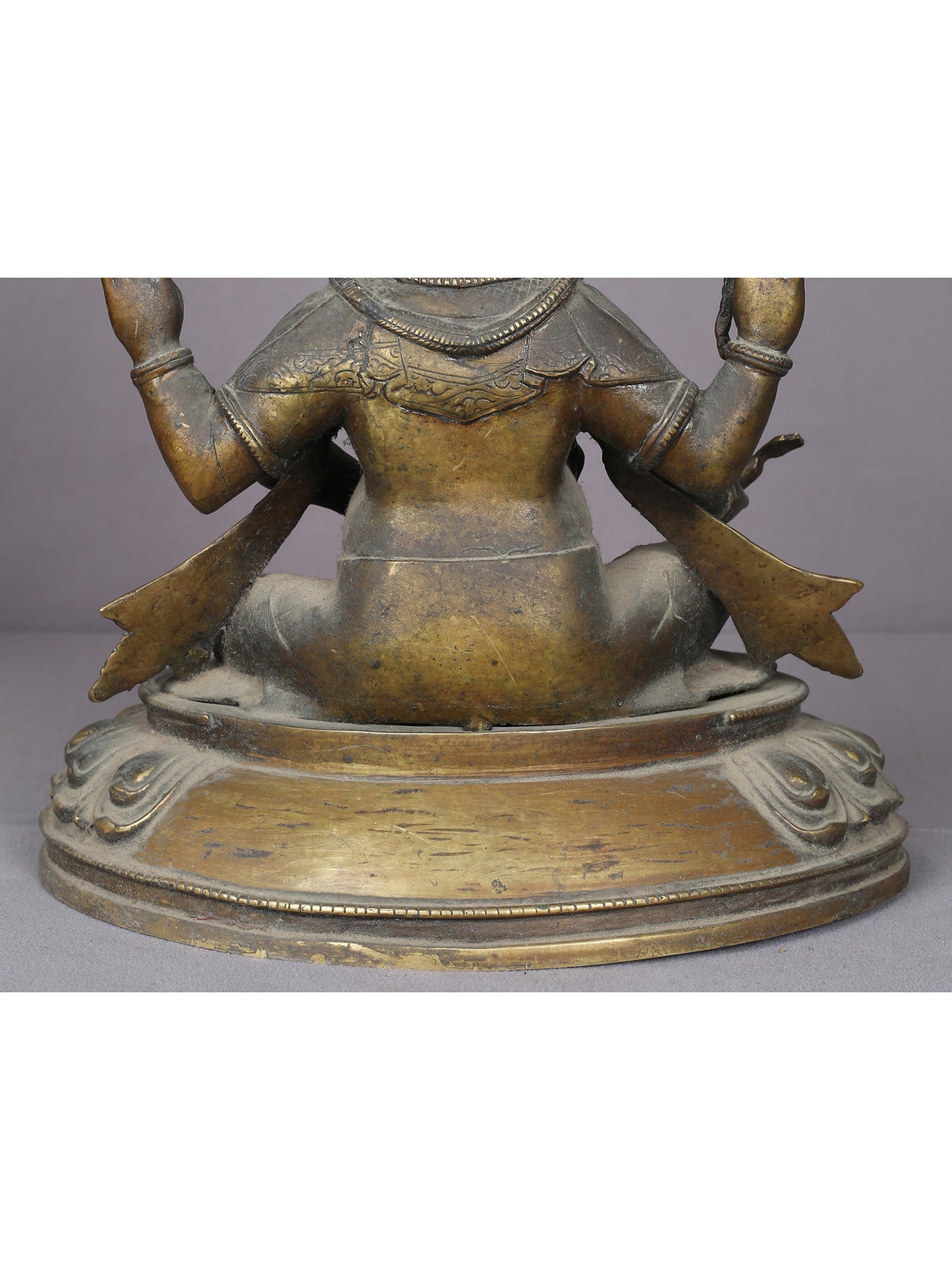 14" Seated Lord Ganesha Brass Statue From Nepal | Handmade Ganesha Idol