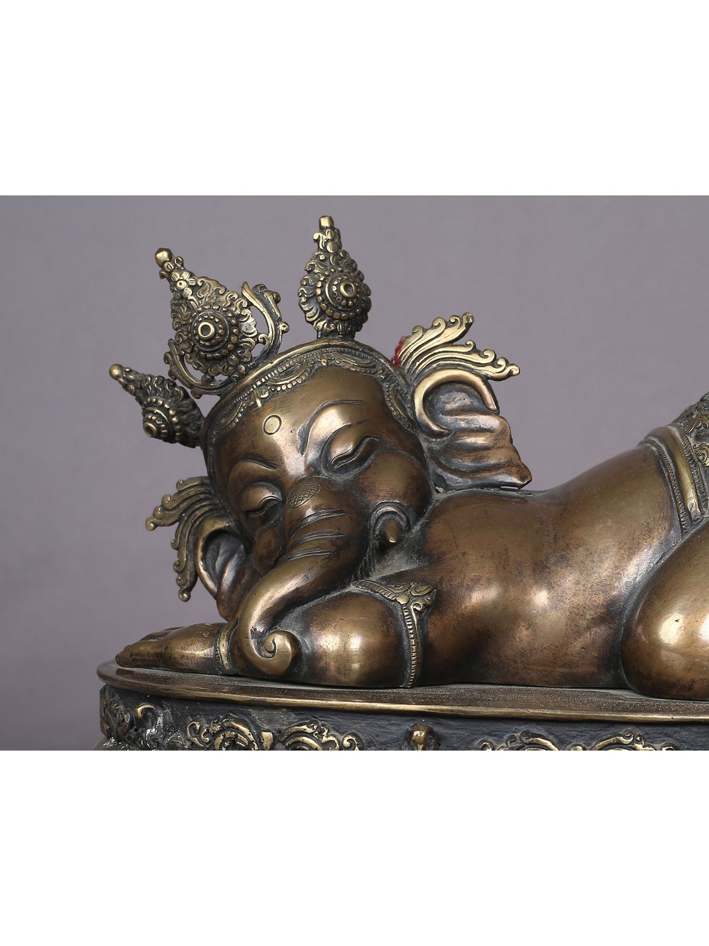 10" Sleeping Bal Ganesha Brass Statue From Nepal | Handmade Ganesha Statue