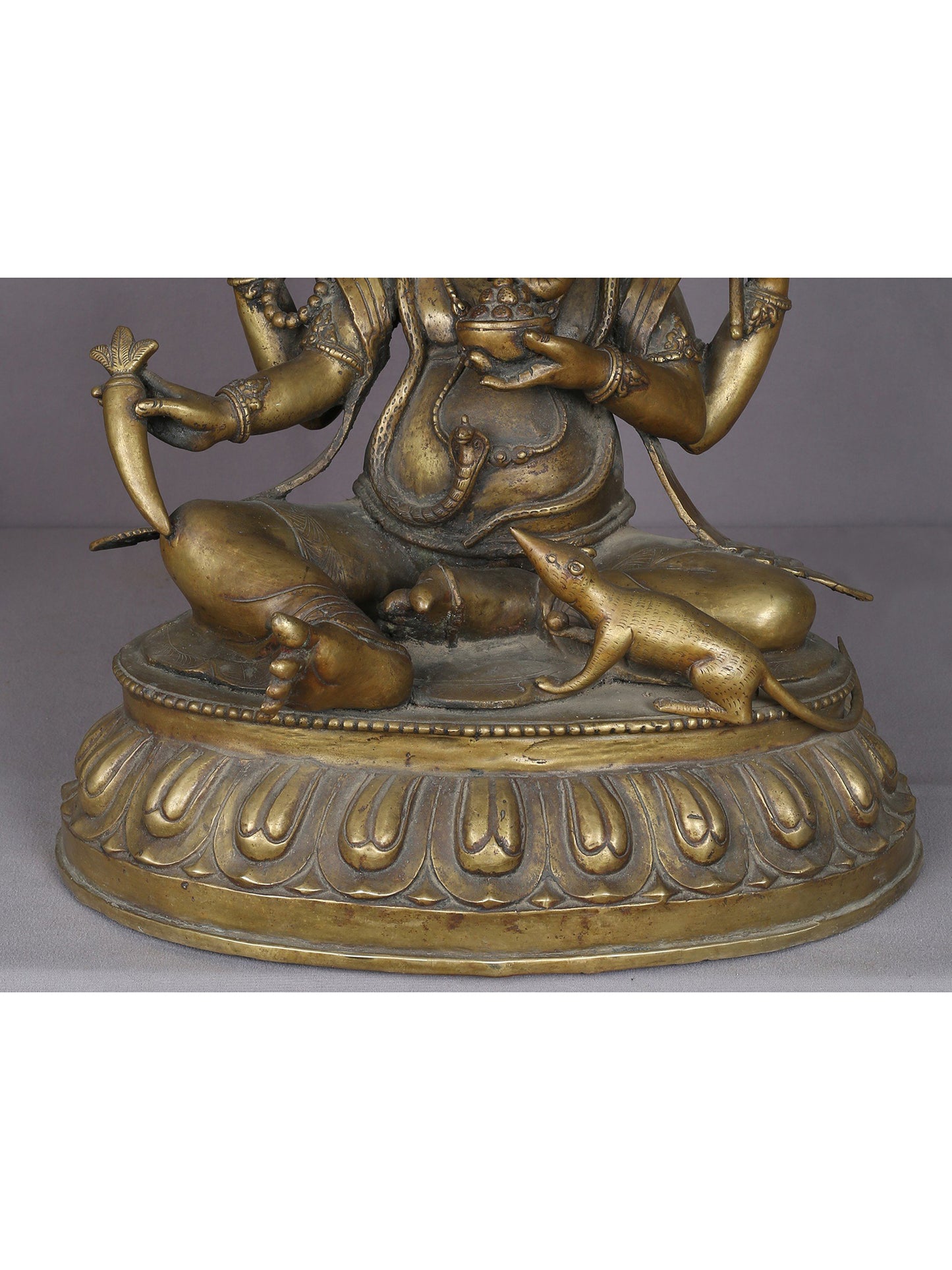 20" Brass Lord Ganesha Idol From Nepal | Handmade Statue | God Idol For Temple