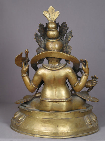 20" Brass Lord Ganesha Idol From Nepal | Handmade Statue | God Idol For Temple