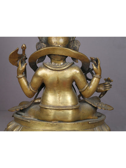 20" Brass Lord Ganesha Idol From Nepal | Handmade Statue | God Idol For Temple