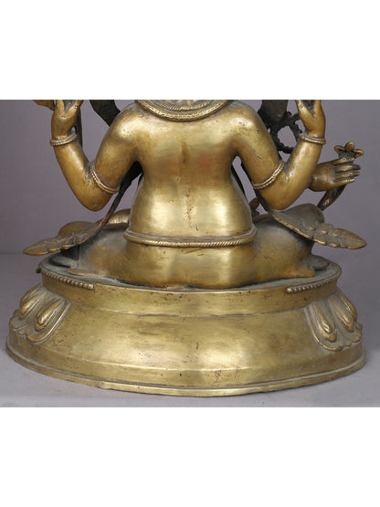 20" Brass Lord Ganesha Idol From Nepal | Handmade Statue | God Idol For Temple