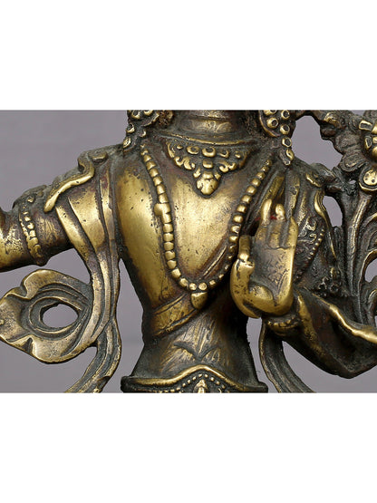 8" Brass Buddhist Deity Manjushri Statue From Nepal | Handmade | Buddhist Statue