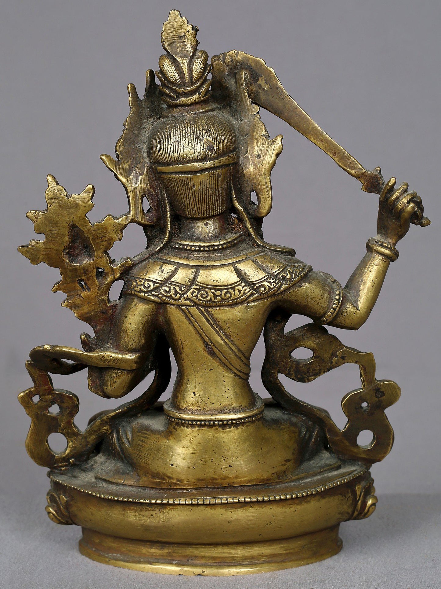 8" Brass Buddhist Deity Manjushri Statue From Nepal | Handmade | Buddhist Statue