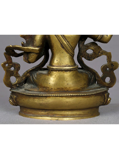 8" Brass Buddhist Deity Manjushri Statue From Nepal | Handmade | Buddhist Statue