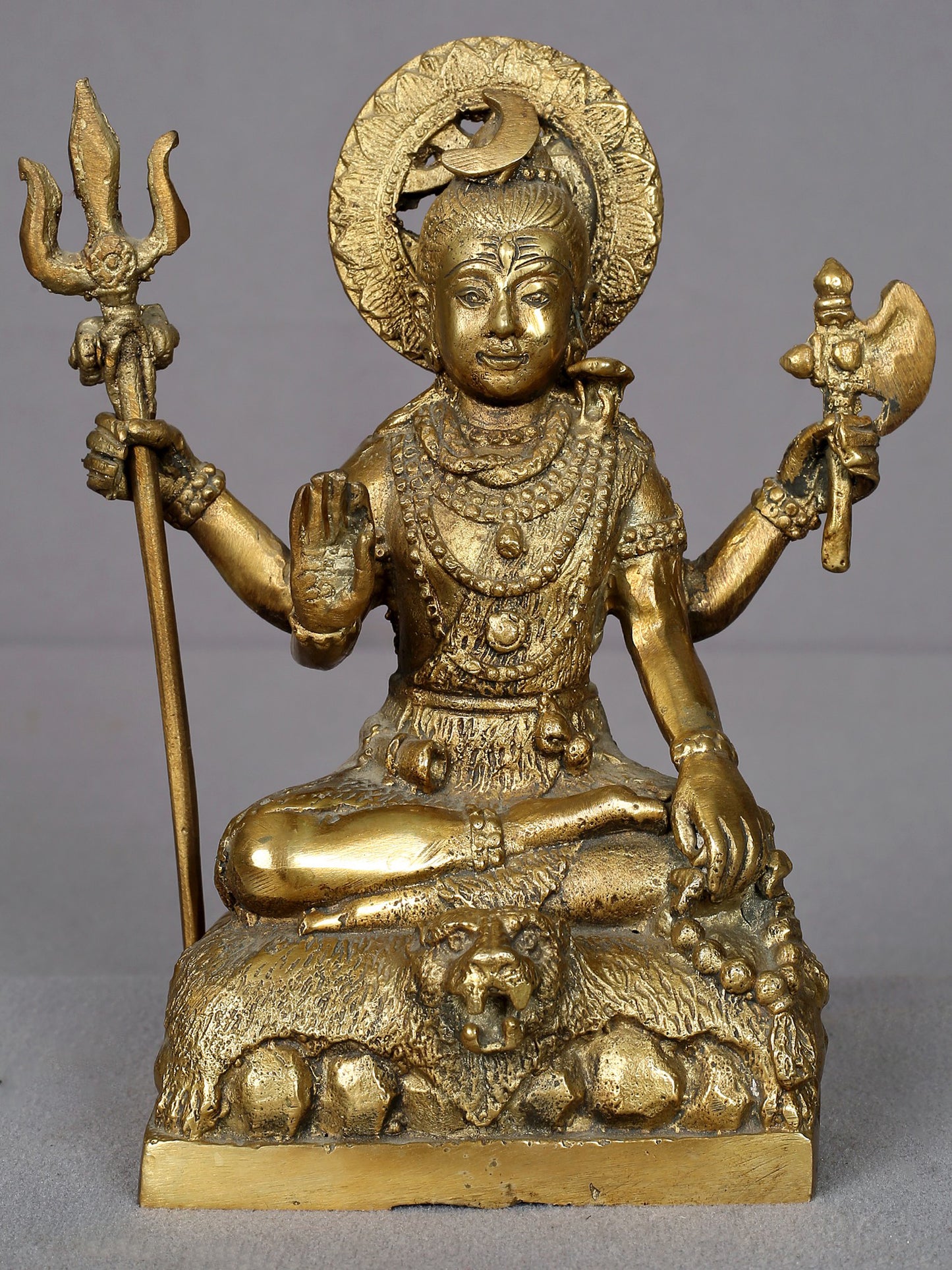 7" Brass Lord Shiva Statue From Nepal | Handmade God Shiva Idol | Brass Figurine