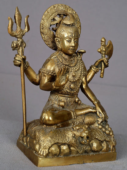 7" Brass Lord Shiva Statue From Nepal | Handmade God Shiva Idol | Brass Figurine