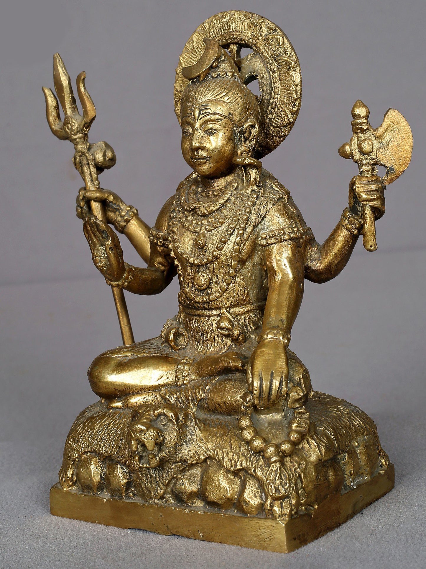 7" Brass Lord Shiva Statue From Nepal | Handmade God Shiva Idol | Brass Figurine