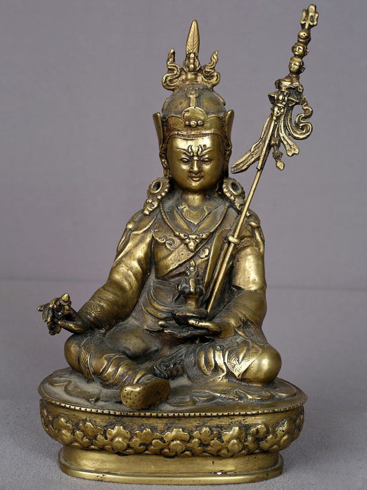 9" Brass Guru Padmasambhava Statue From Nepal | Handmade Idol | Buddhist Statue