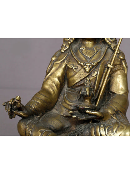 9" Brass Guru Padmasambhava Statue From Nepal | Handmade Idol | Buddhist Statue