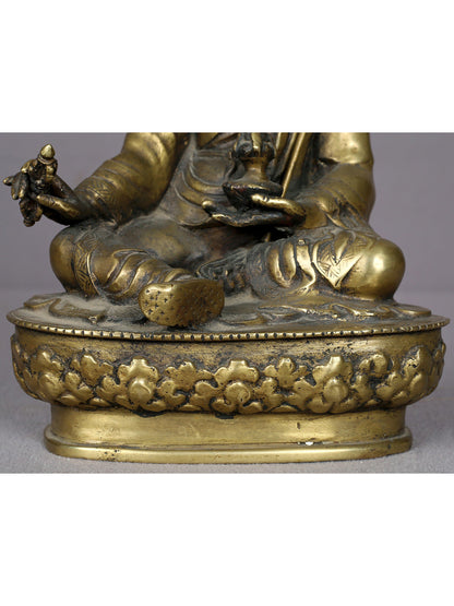 9" Brass Guru Padmasambhava Statue From Nepal | Handmade Idol | Buddhist Statue