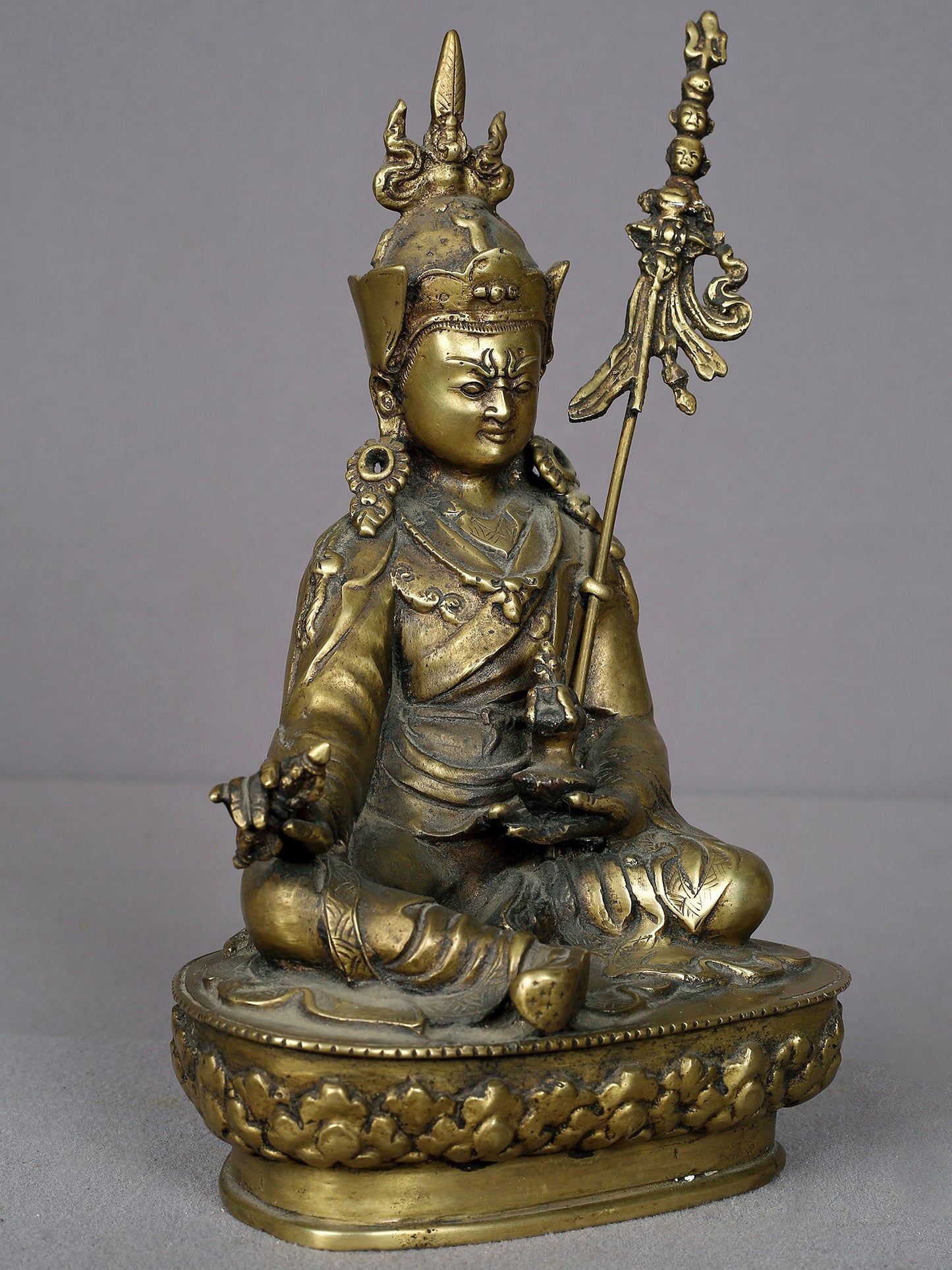 9" Brass Guru Padmasambhava Statue From Nepal | Handmade Idol | Buddhist Statue