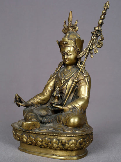 9" Brass Guru Padmasambhava Statue From Nepal | Handmade Idol | Buddhist Statue