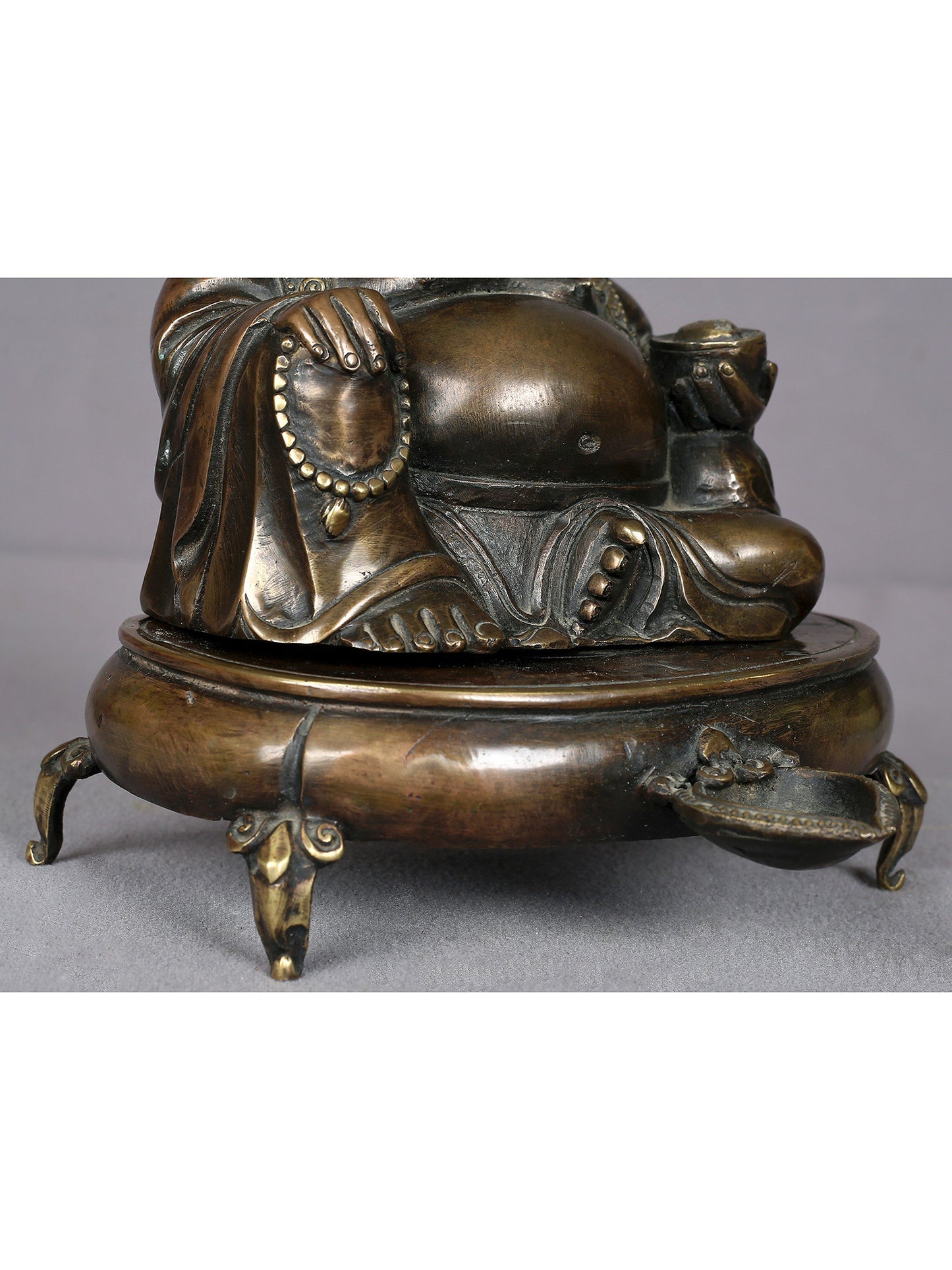 7" Brass Lord Ganesha Statue From Nepal | Handmade Idol | Seated Ganesha Statue