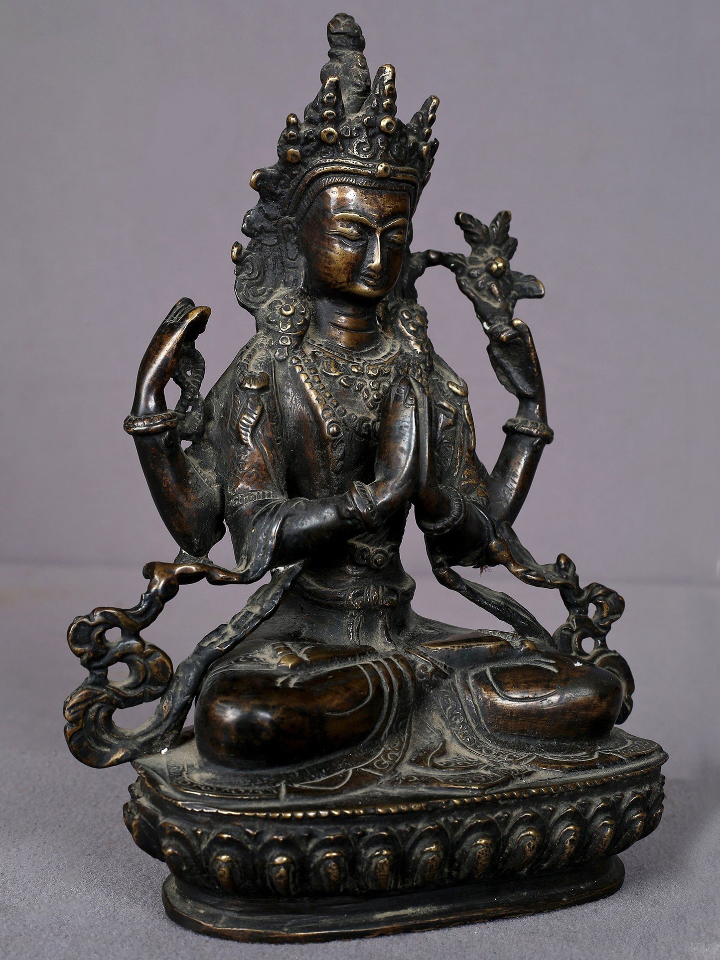 8" Brass Kharchari Statue From Nepal | Handmade Idol | Nepalese Statue | Brass Figurine