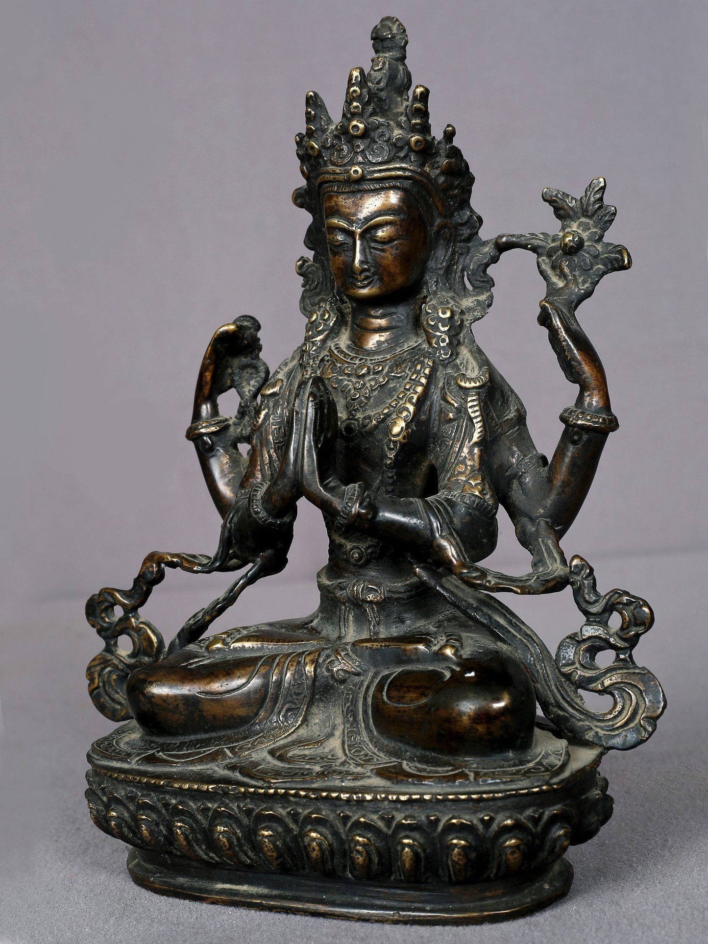 8" Brass Kharchari Statue From Nepal | Handmade Idol | Nepalese Statue | Brass Figurine