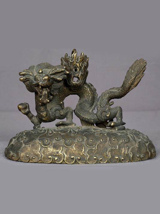 6" Small Brass Dragon Candle Holder From Nepal | Handmade | Decor Item