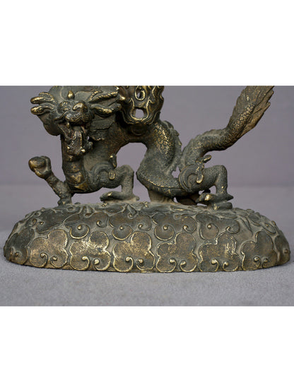 6" Small Brass Dragon Candle Holder From Nepal | Handmade | Decor Item