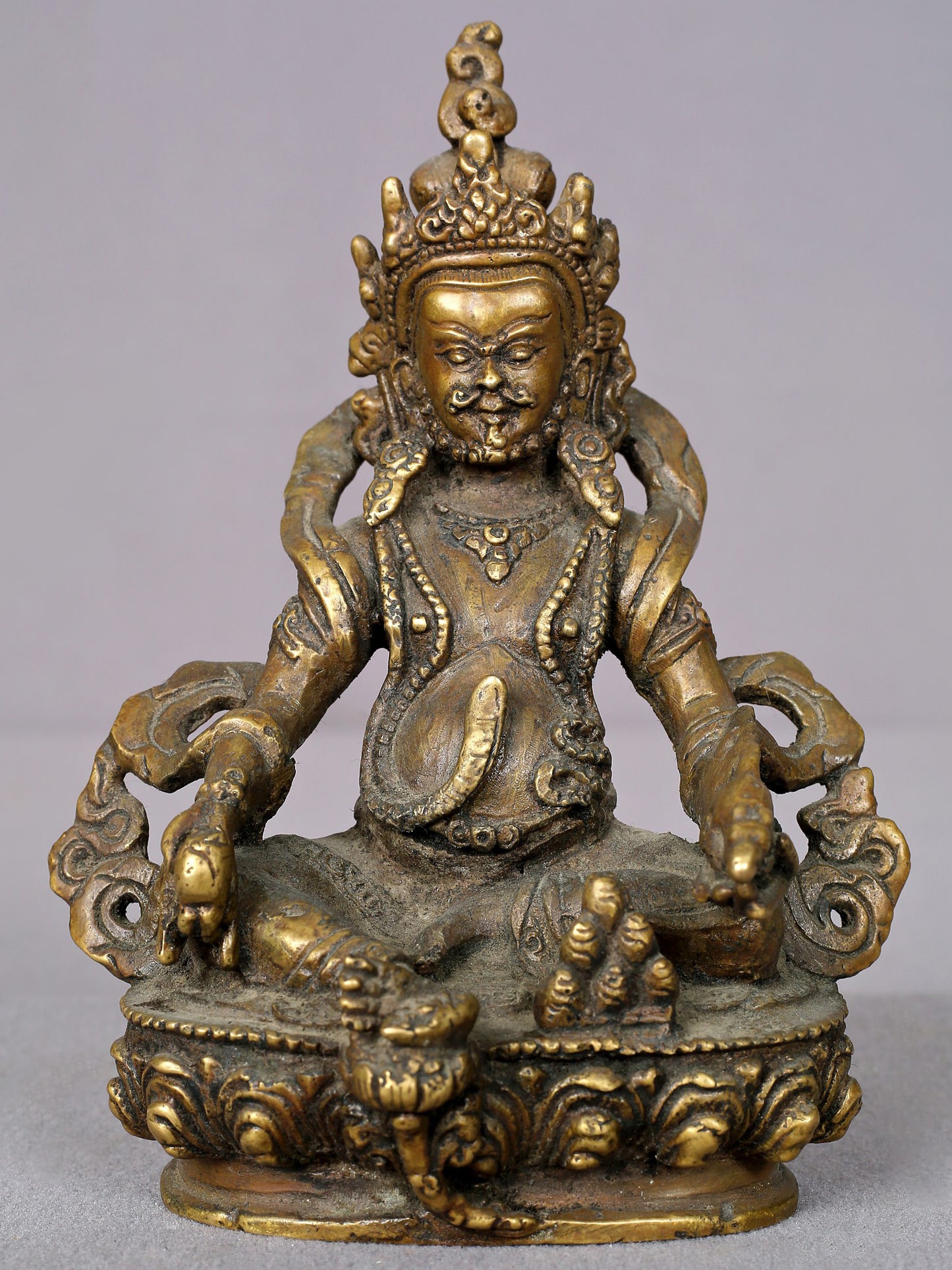 6" Small Brass Kubera Statue From Nepal | Handmade Idol | Lord Kubera Brass Statue