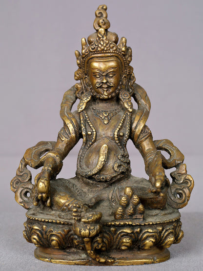 6" Small Brass Kubera Statue From Nepal | Handmade Idol | Lord Kubera Brass Statue