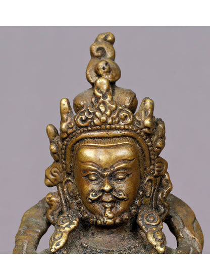 6" Small Brass Kubera Statue From Nepal | Handmade Idol | Lord Kubera Brass Statue