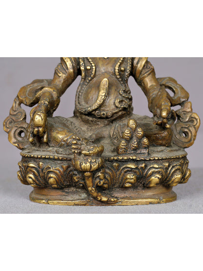 6" Small Brass Kubera Statue From Nepal | Handmade Idol | Lord Kubera Brass Statue