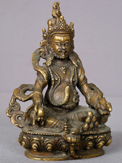 6" Small Brass Kubera Statue From Nepal | Handmade Idol | Lord Kubera Brass Statue