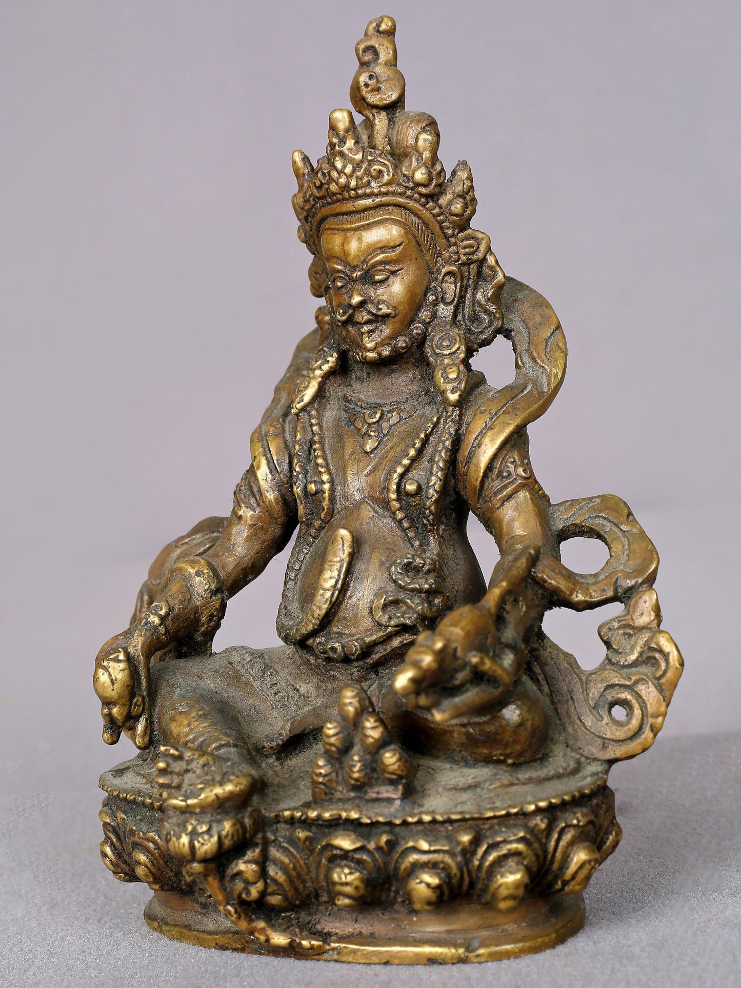 6" Small Brass Kubera Statue From Nepal | Handmade Idol | Lord Kubera Brass Statue