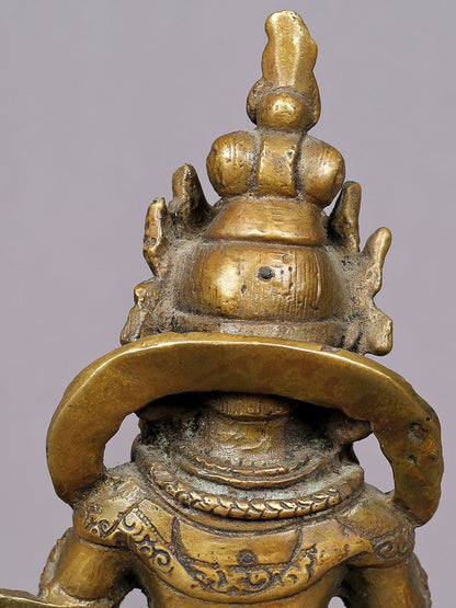 6" Small Brass Kubera Statue From Nepal | Handmade Idol | Lord Kubera Brass Statue