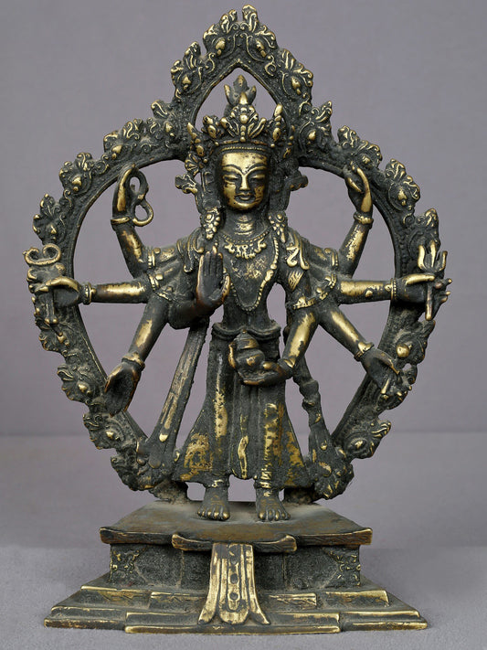 10" Brass Lord Lokeshvara Statue From Nepal | Handmade Idol | Brass Statue