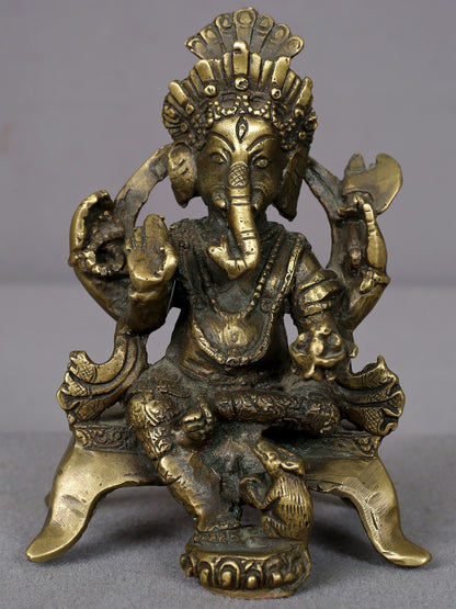 5" Brass Lord Ganesha Statue From Nepal | Handmade Idol | Ganesha Figurine