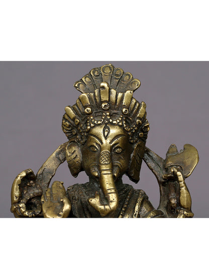 5" Brass Lord Ganesha Statue From Nepal | Handmade Idol | Ganesha Figurine