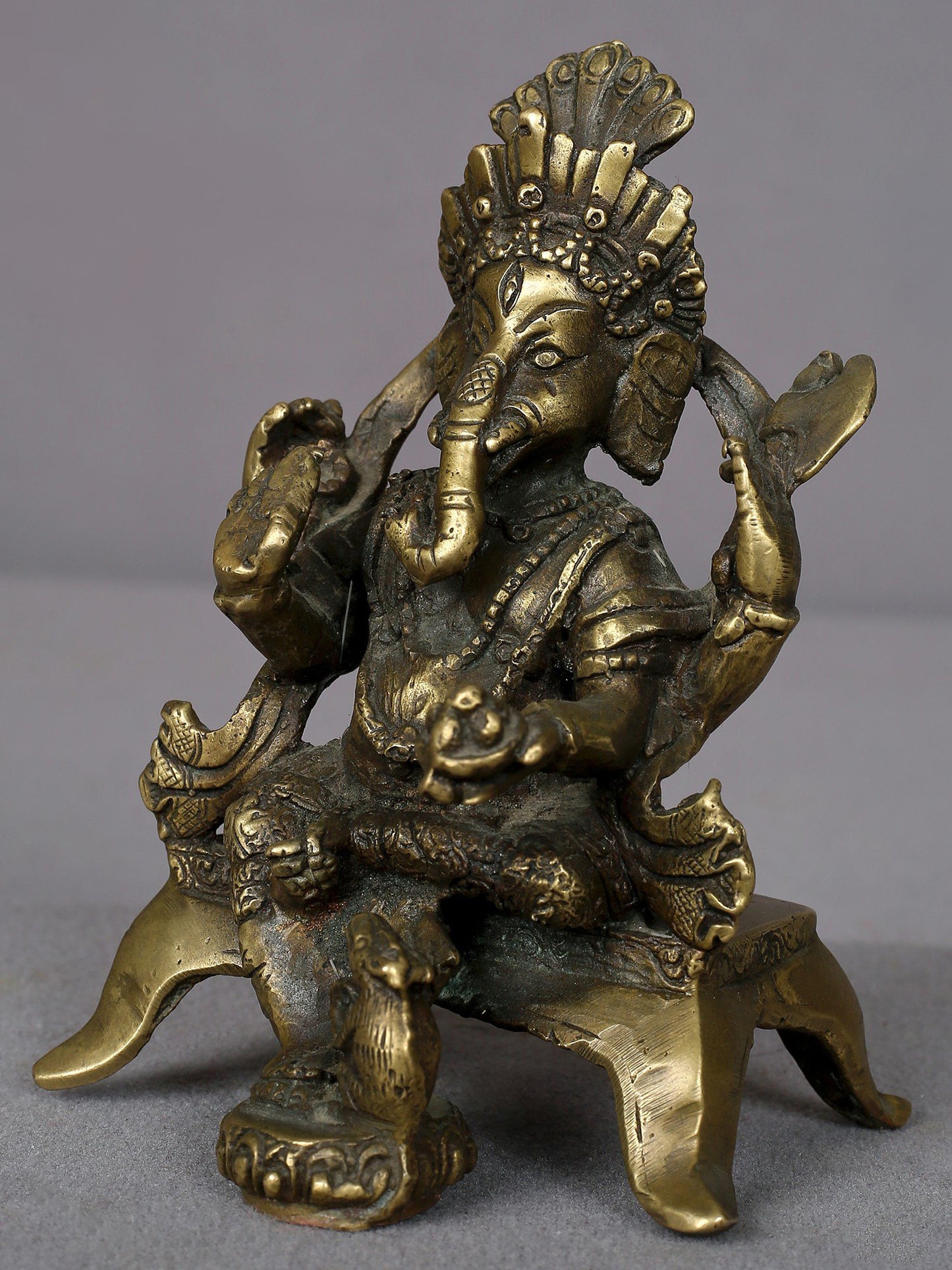 5" Brass Lord Ganesha Statue From Nepal | Handmade Idol | Ganesha Figurine