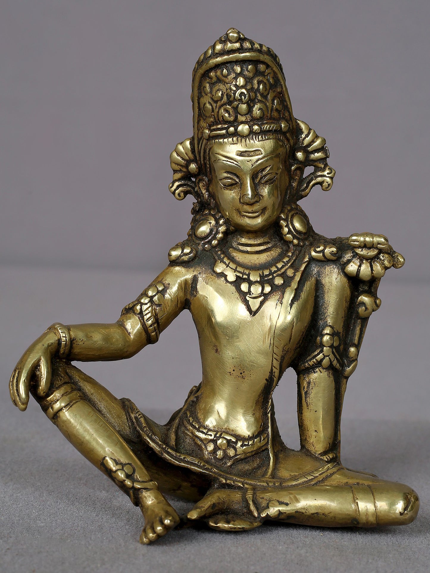 4" Small Brass Lord Indra Statue | Handmade Brass Idol | Lord Indra Figurine