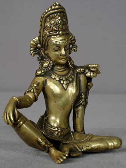 4" Small Brass Lord Indra Statue | Handmade Brass Idol | Lord Indra Figurine