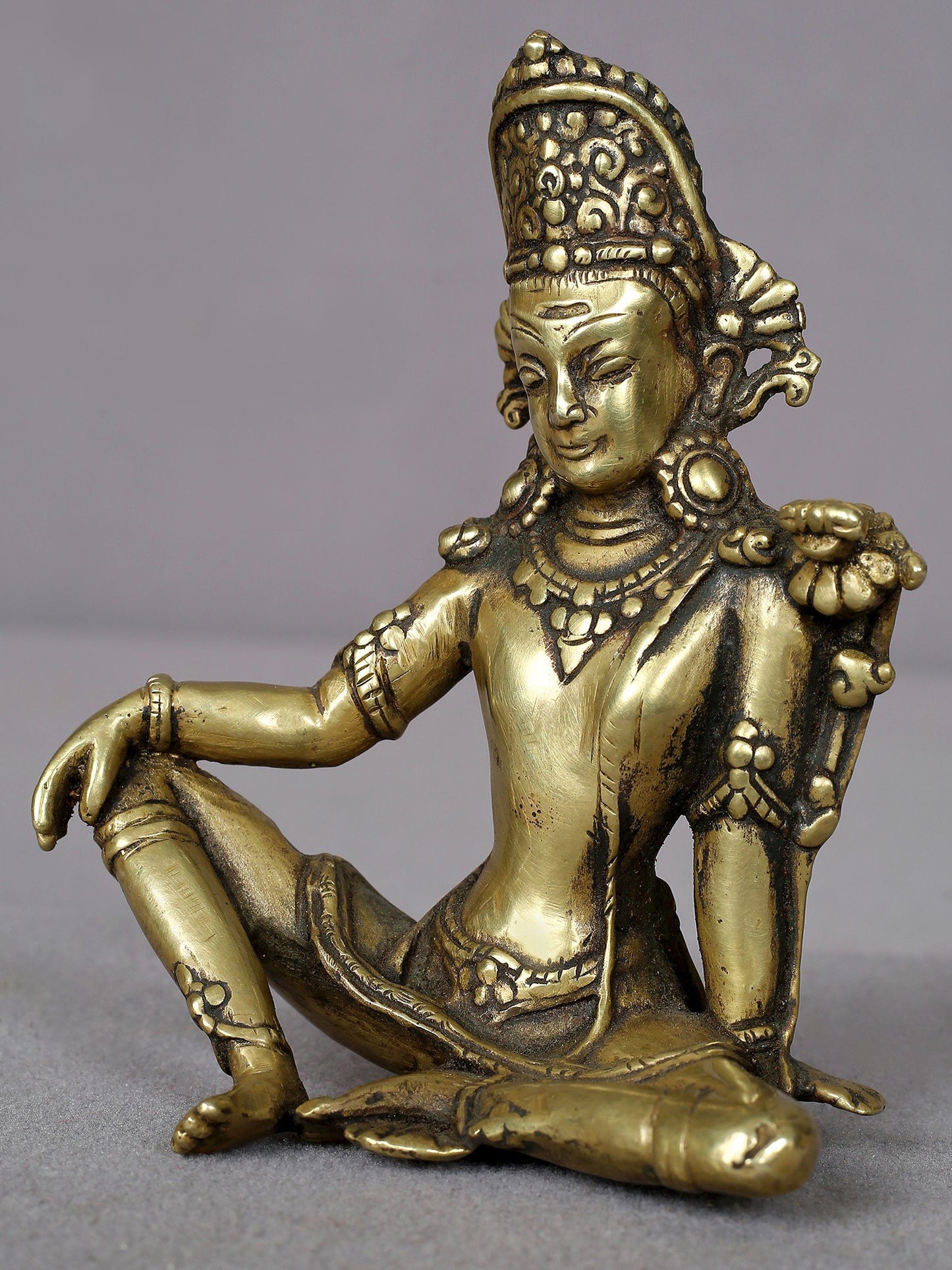 4" Small Brass Lord Indra Statue | Handmade Brass Idol | Lord Indra Figurine