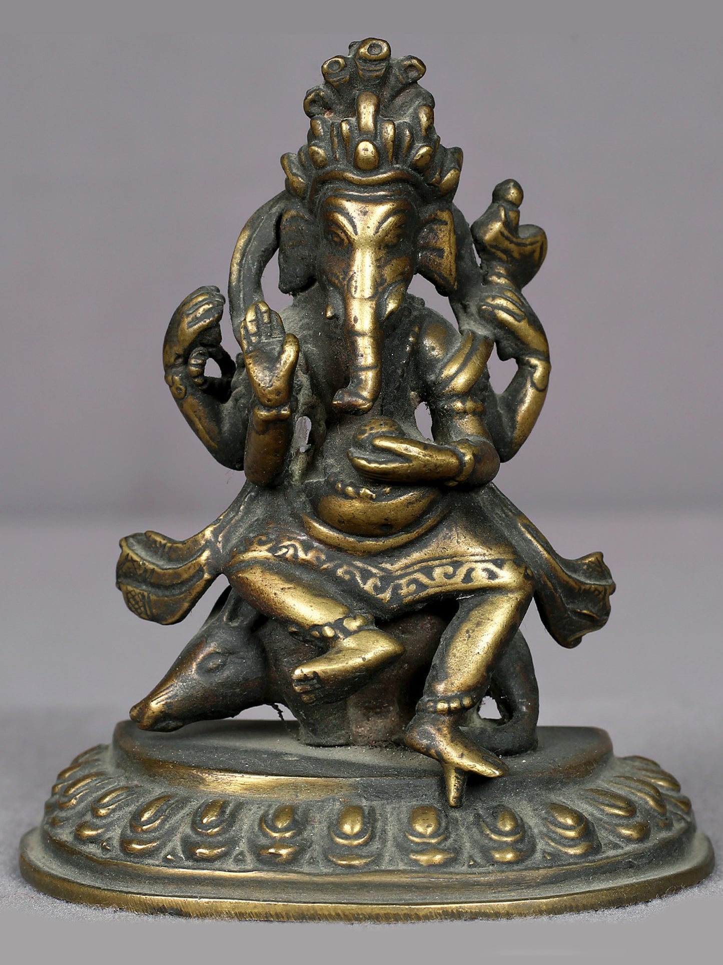 4" Brass Lord Ganesha Statue From Nepal | Handmade Idol | Lord Ganesha Figurine