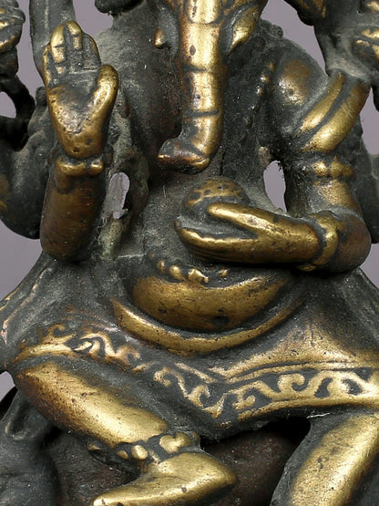 4" Brass Lord Ganesha Statue From Nepal | Handmade Idol | Lord Ganesha Figurine