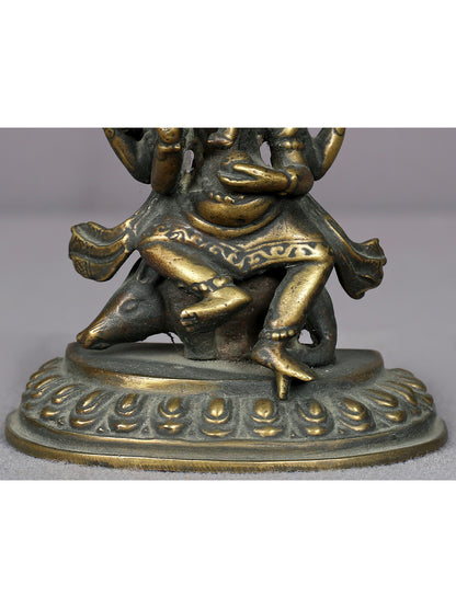 4" Brass Lord Ganesha Statue From Nepal | Handmade Idol | Lord Ganesha Figurine