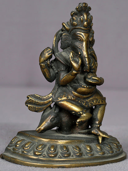 4" Brass Lord Ganesha Statue From Nepal | Handmade Idol | Lord Ganesha Figurine