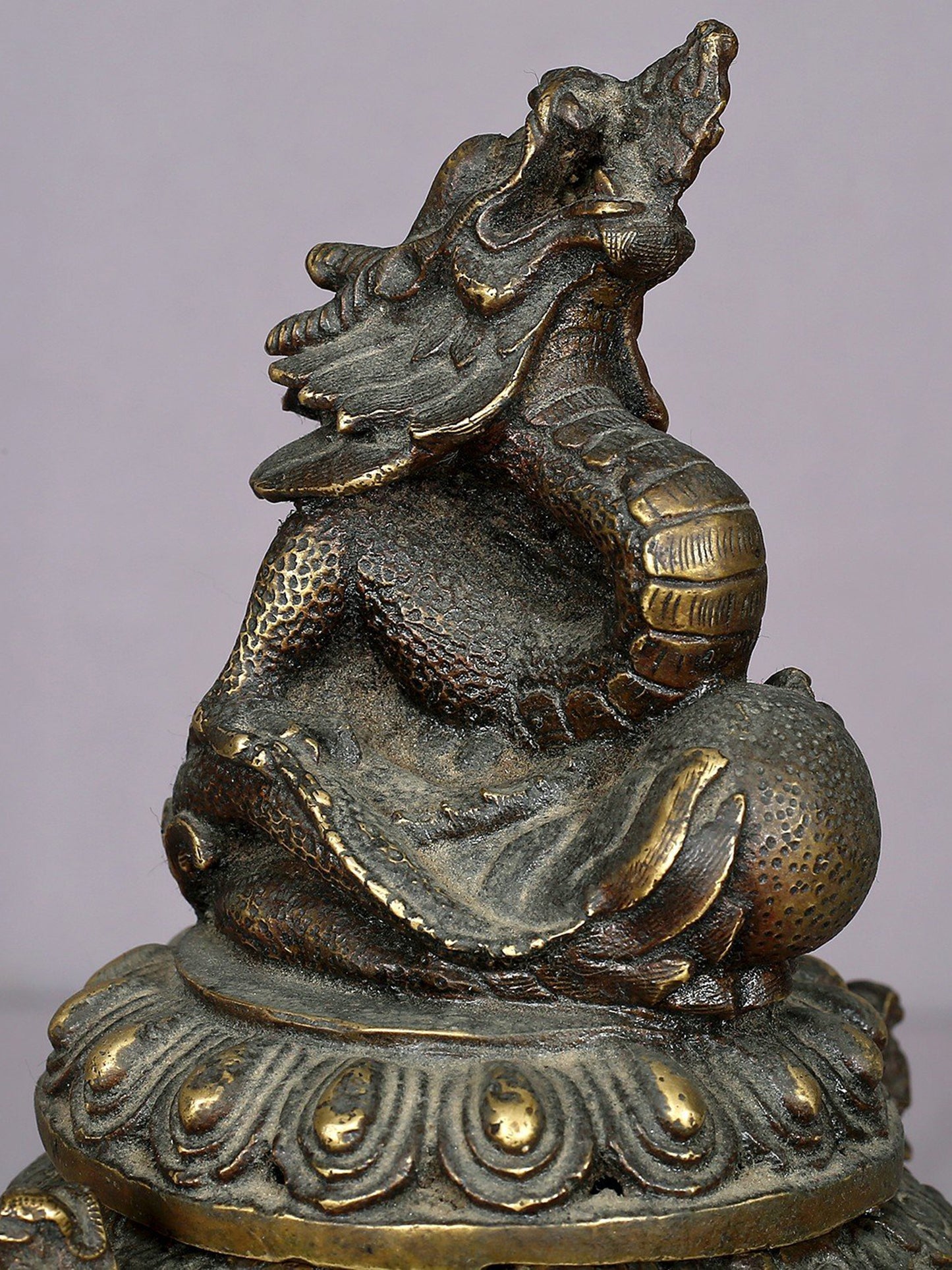 12" Brass Dragon Incense Burner From Nepal | Handmade | Pooja & Ritual Item